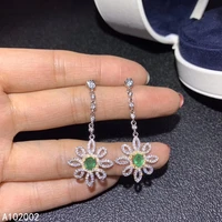 kjjeaxcmy fine jewelry natural emerald 925 sterling silver women gemstone earrings support test classic hot selling
