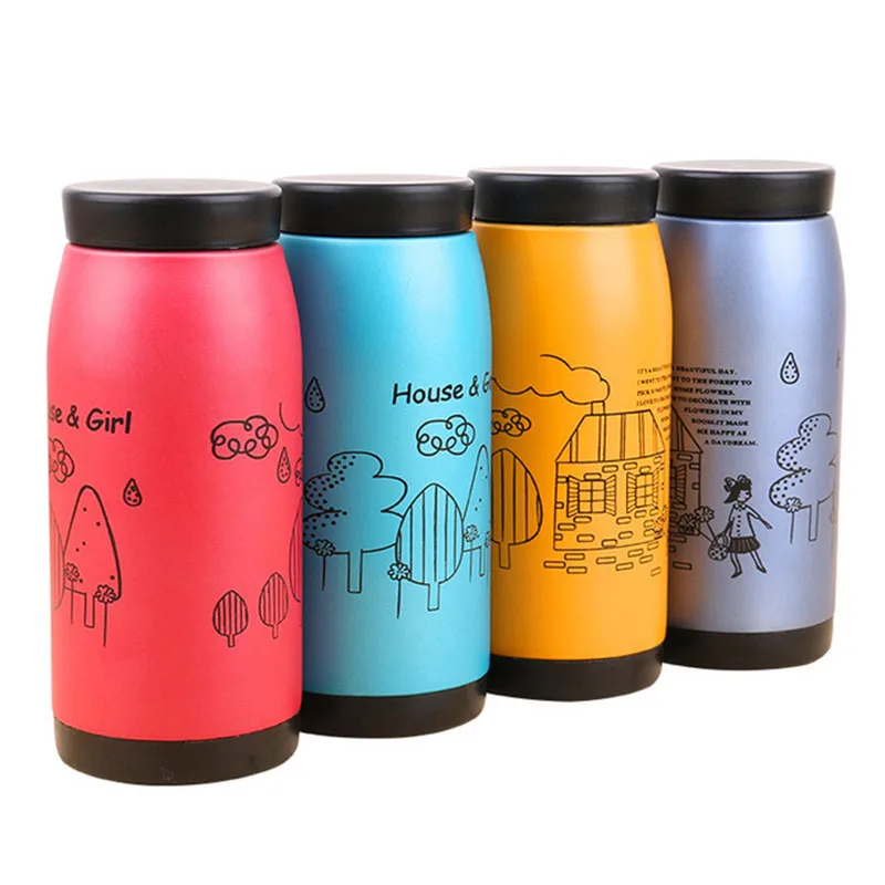 Korean Style Stainless Steel Thermos Cup Creative Matte illustration Big Belly Cartoon Drinkware | Дом и сад