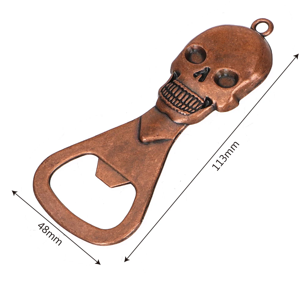 

Keychain Bar Tool Skeleton Opener Gadgets Kitchen Accessories Retro Copper Skull Head Barware Beer Bottle Opener