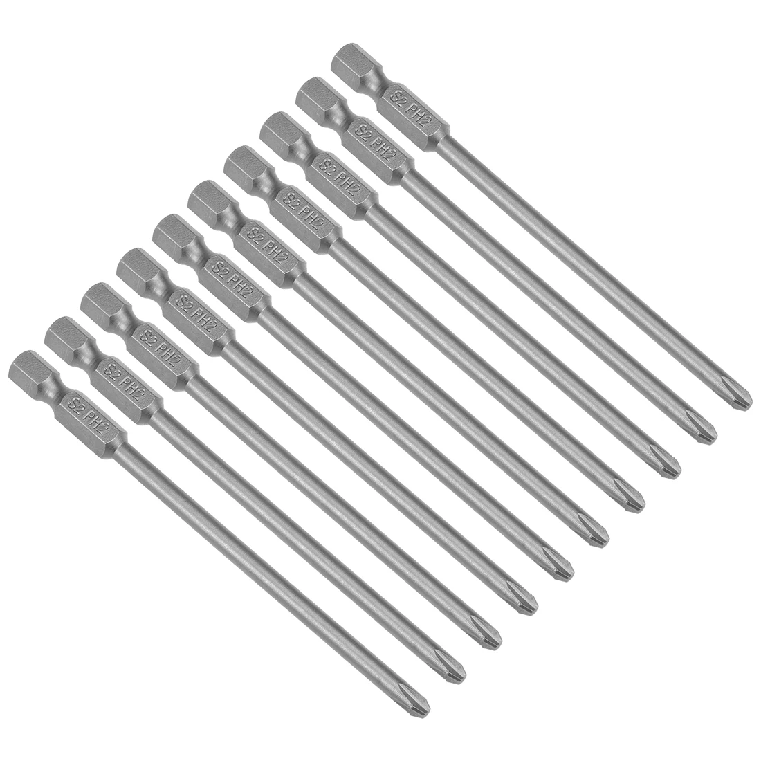 

uxcell 10pcs 100mm PH2 1/4" Hex Shank 4mm Magnetic Phillips Head Screwdriver Bits S2