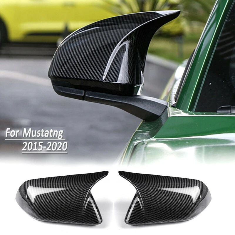 

Car ABS Carbon Fiber Color Rear View Mirror Cover Shell Housing Trim for Ford Mustang 2015-2020