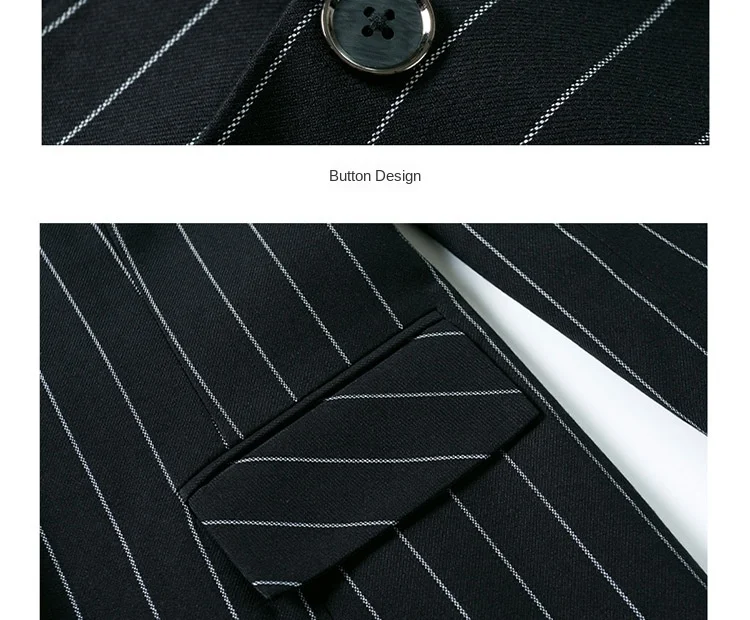 

Large Size Women's S-4XL 2021 New Temperament Striped Mid-length Jacket Professional Wear Women Slim Pants 2-piece Set