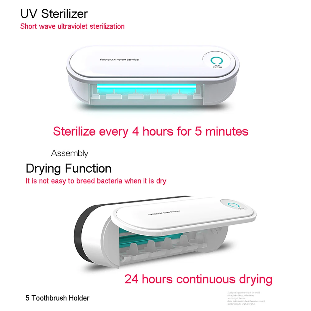 

2in1 UV Light Electric Toothbrush Sterilizer Holder Automatic Toothbrush Drying Ultraviolet Sterilization for Family Dental Care
