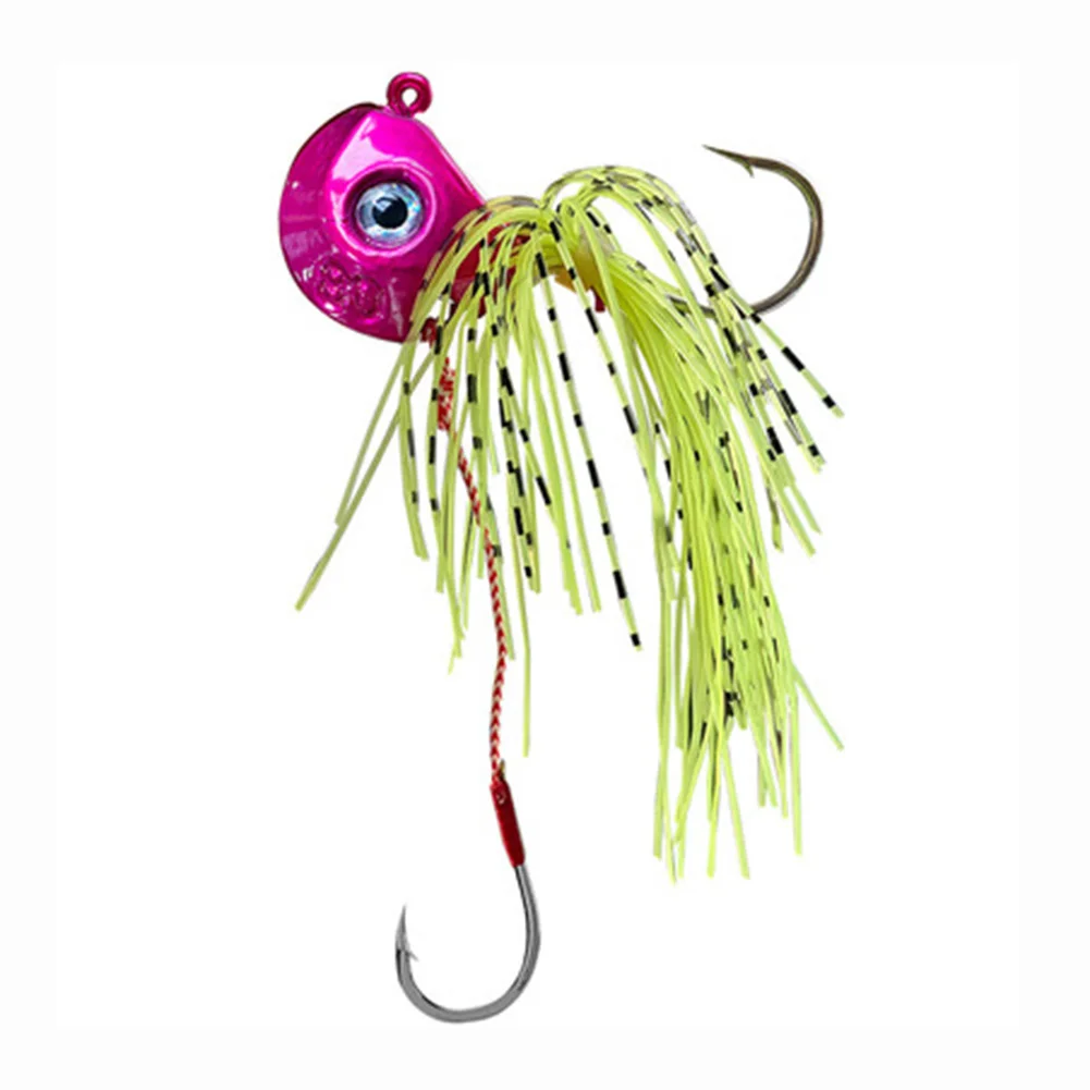 

Floating Water Jig Head Fishing Skirt Lure Tackle Craft 100g Rubber Skirt 3D Eyes Fishhook Lures Fishing Parts