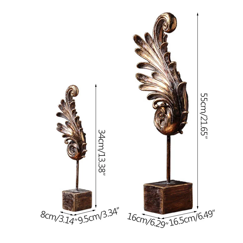 

European Antique Bronze Feather Statue Resin Antique Animal Sculpture Room Decor Fengshui Ornament Home Decoration Accessories