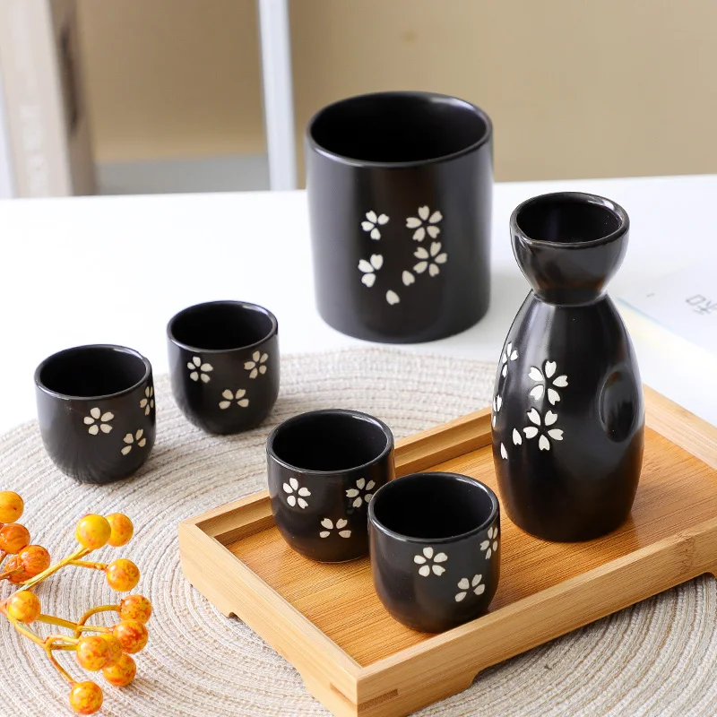 Black Sake Cups Set Small Round Modern Desktop Ornaments Collection Wine Equipment Barek Na Alkohol Bar Wine Set