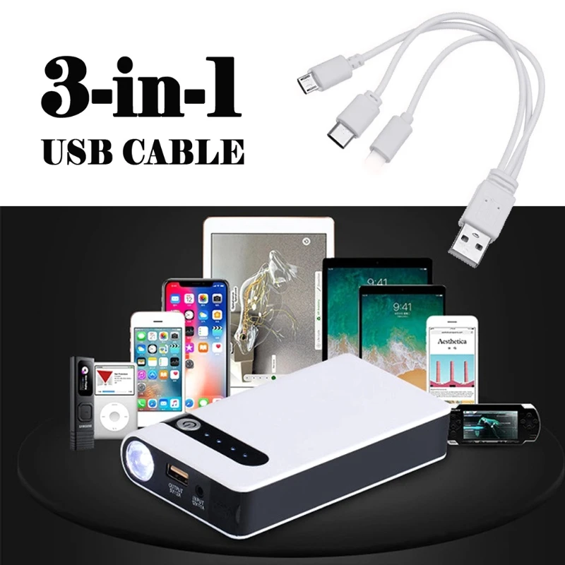 

20000mAh 12V Portable Car Jump Starter Emergency Battery Booster Power bank Waterproof with LED Flashlight