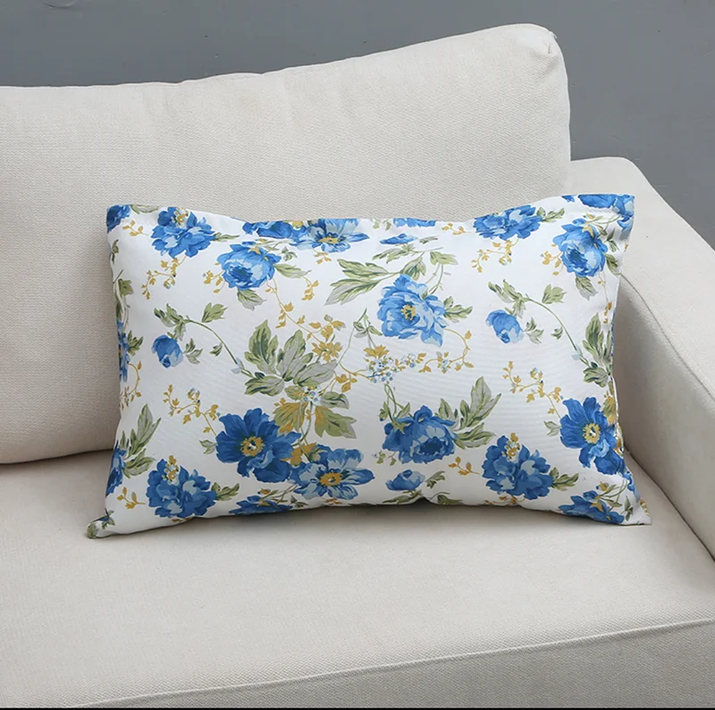 

Pillowcase 50x70 Sofa Back Cushion Cover Flower printed Decorative Pillow Case 60x80/40*60 Blue Washable Cushion Cover