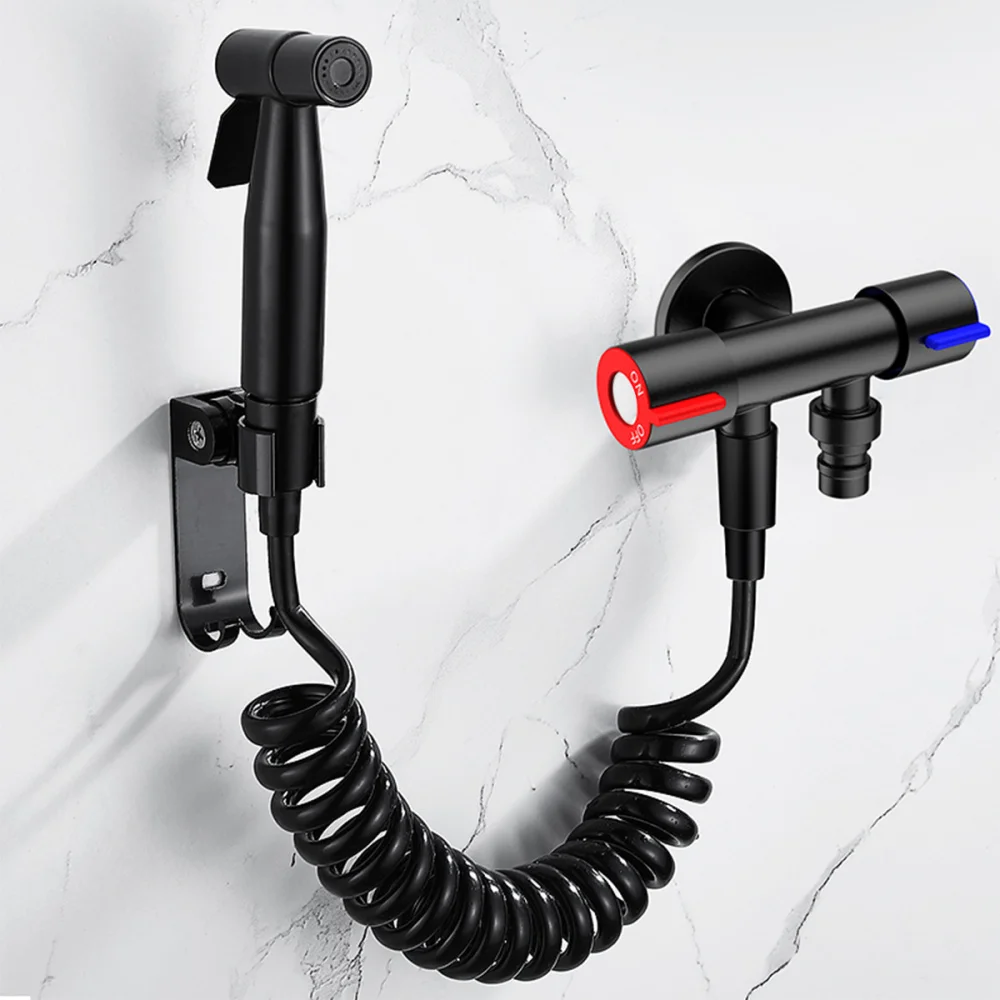 

1 Set Toilet Dual-purpose Bidet Spray Head Double Control Spray Nozzle for Home Use (Black)