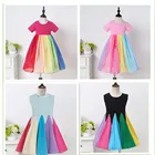 Летние Детские платья для девочек, платье с коротким рукавом, костюм принцессы, женская повседневная одежда, вечерние чное платье принцессы