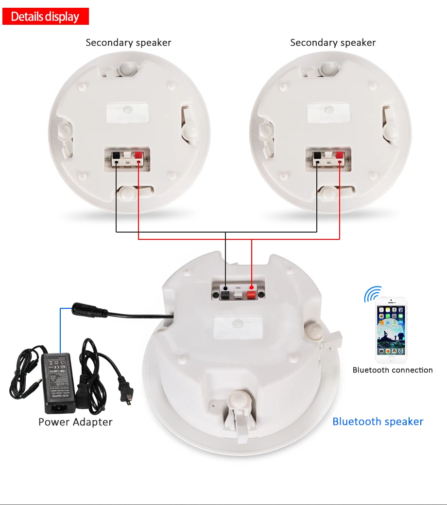 4.5" Portable bluetooth speaker 10w in ceiling speaker 8ohm audio stereo in wall mount loudspeaker for home surround system