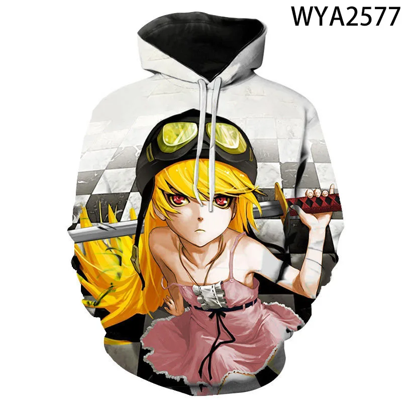 

Men Women Children Fashion Hoodies Monogatari 3D Printed Sweatshirts Pullover Long Sleeve Boy Girl Kids Streetwear Casual Coat