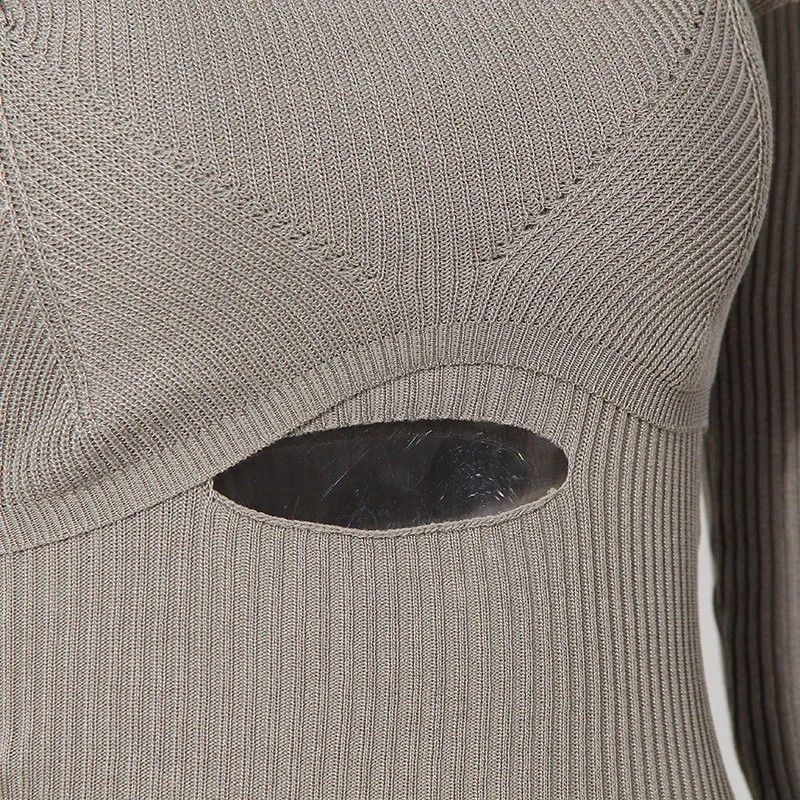 

Hollow Off-shoulder Knitted Sweater Loose and Irregular Tailoring Oblique Collar Long-sleeved Women's Pullover Sexy 2021 New