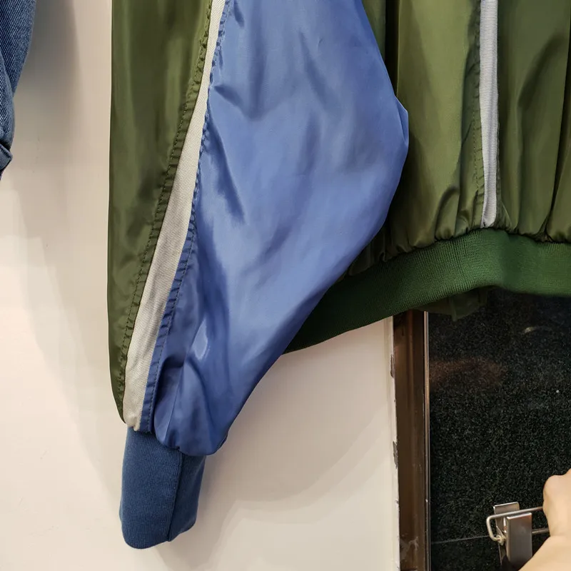 

2021 Spring New All-Match Scarf Collar Long Sleeve Army Green Jacket Women's Contrast Color Loose Retro Casual Coat Female