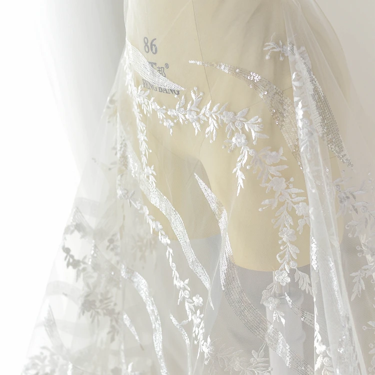 

Волнистая саржевая вышивка блестками кружевная ткань детская одежда декоративные материалы для сцены фоновая сетчатая ткань