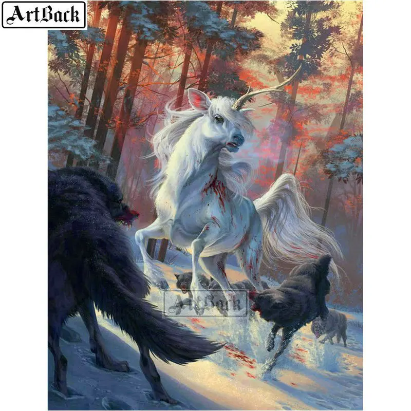 Животные алмазная живопись Единорог Лесоматериалы волк 5d полный