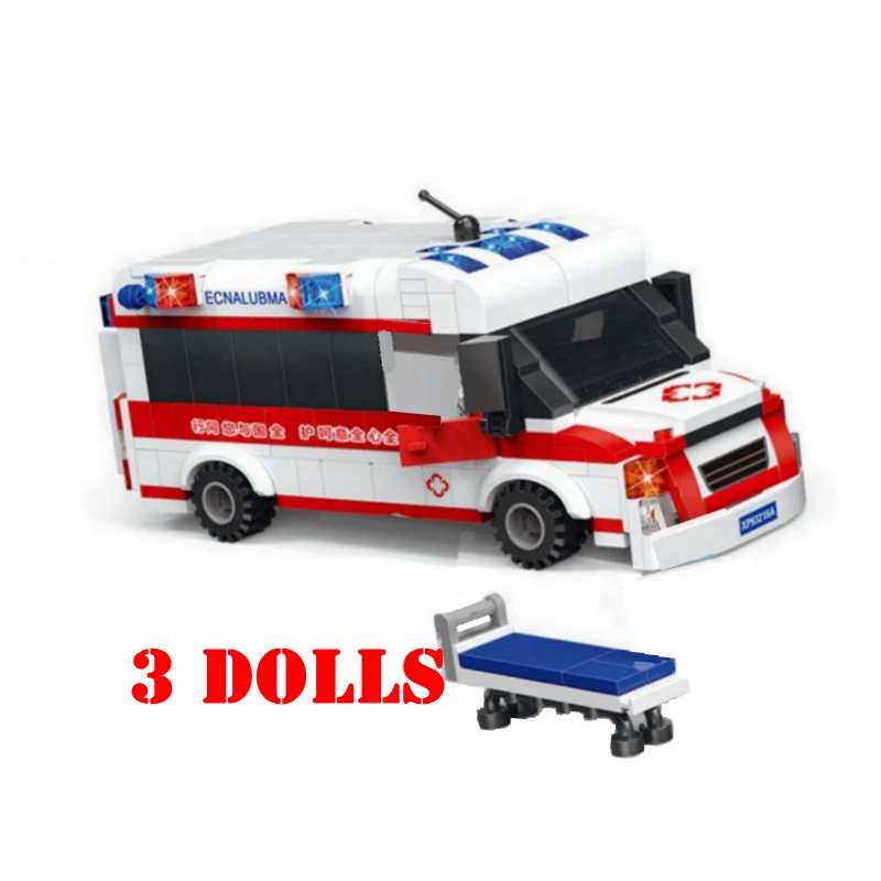 

City Ambulance Car Figure Blocks Educational Construction Building Bricks Enlighten Toys For Children