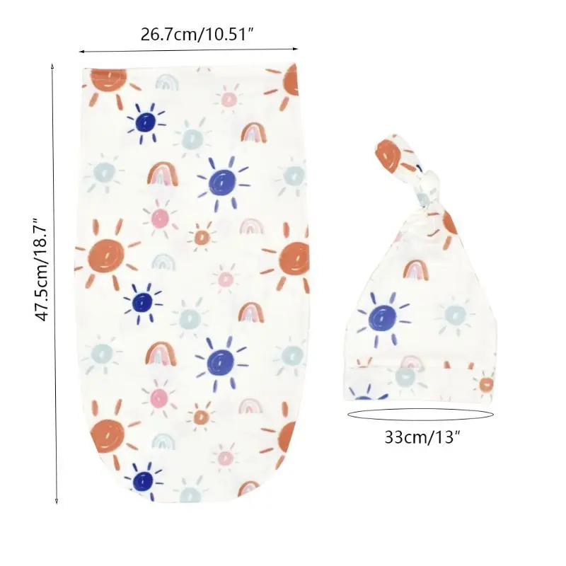 

2Pcs Newborn Baby Swaddling Wrap Blanket Sleeping Bag Floral Tire Cap Outfit Set 19QF