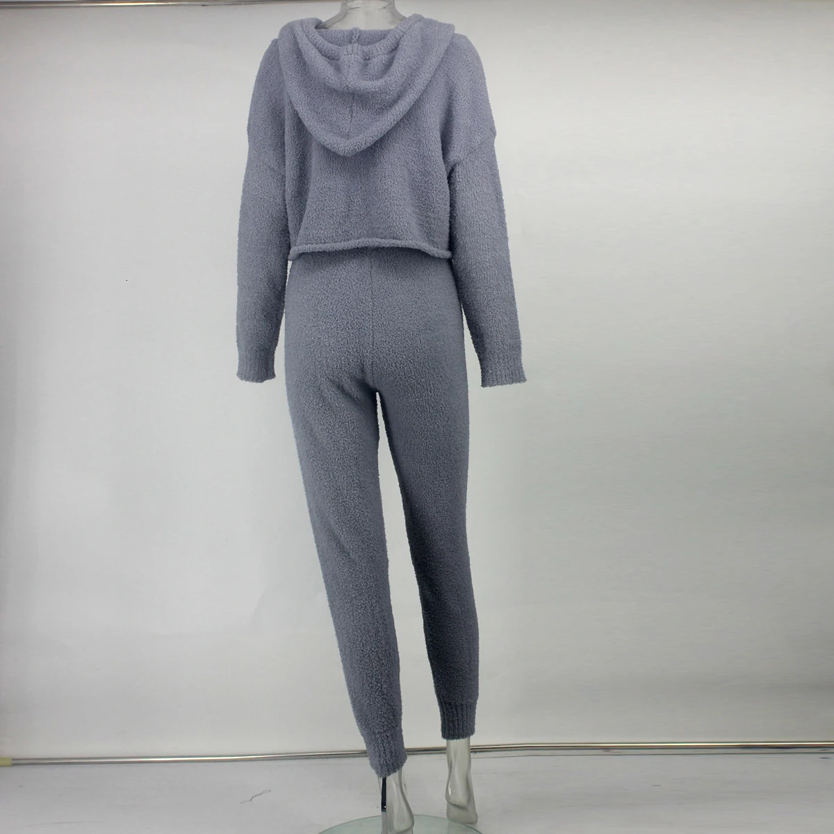 PFFLOOK осенний Женский комплект из 2 предметов, зимняя одежда, элегантный Однотонный свитер, уличная одежда, одинаковые комплекты, повседневный флисовый комплект из двух предметов