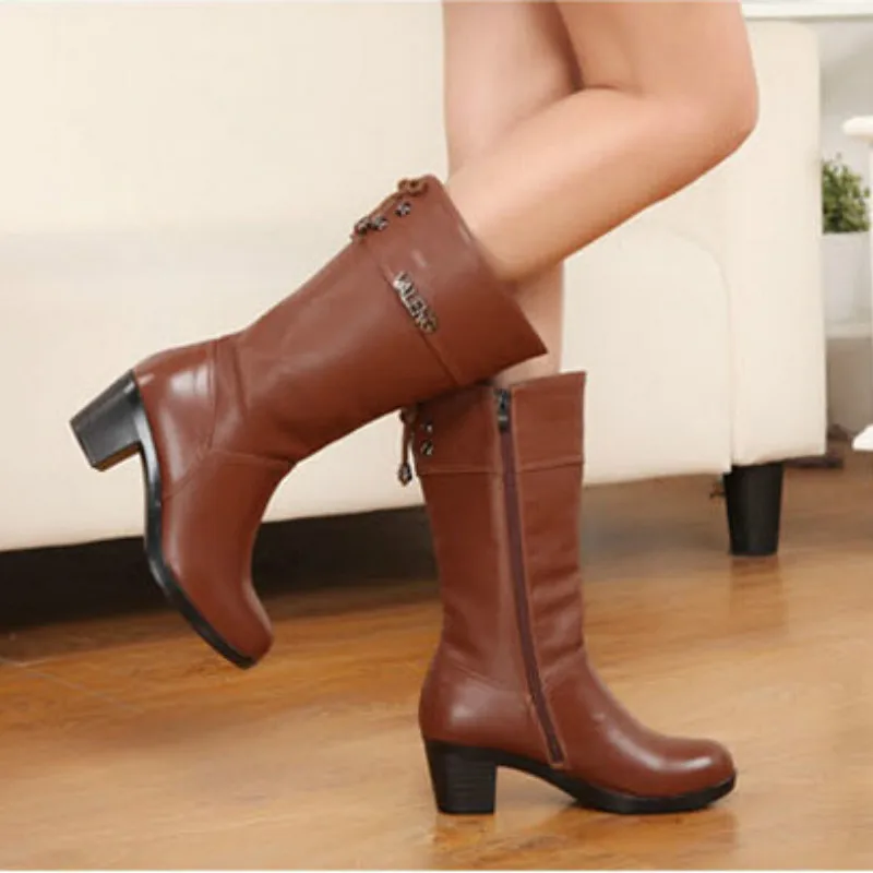 Fujin/шерстяные женские теплые зимние сапоги Обувь из натуральной кожи Плюшевые