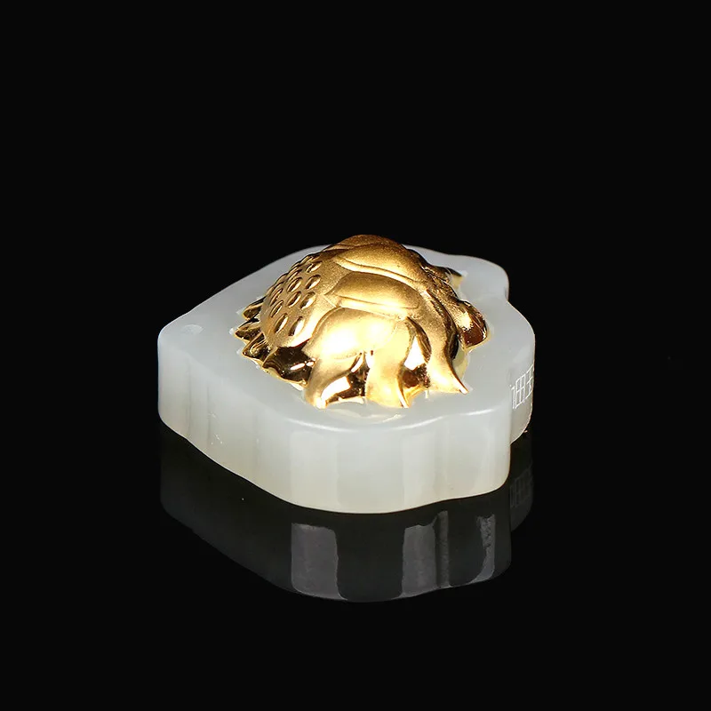 Натуральный китайский белый нефрит кулон мозаика Золотой лотос корень красивые