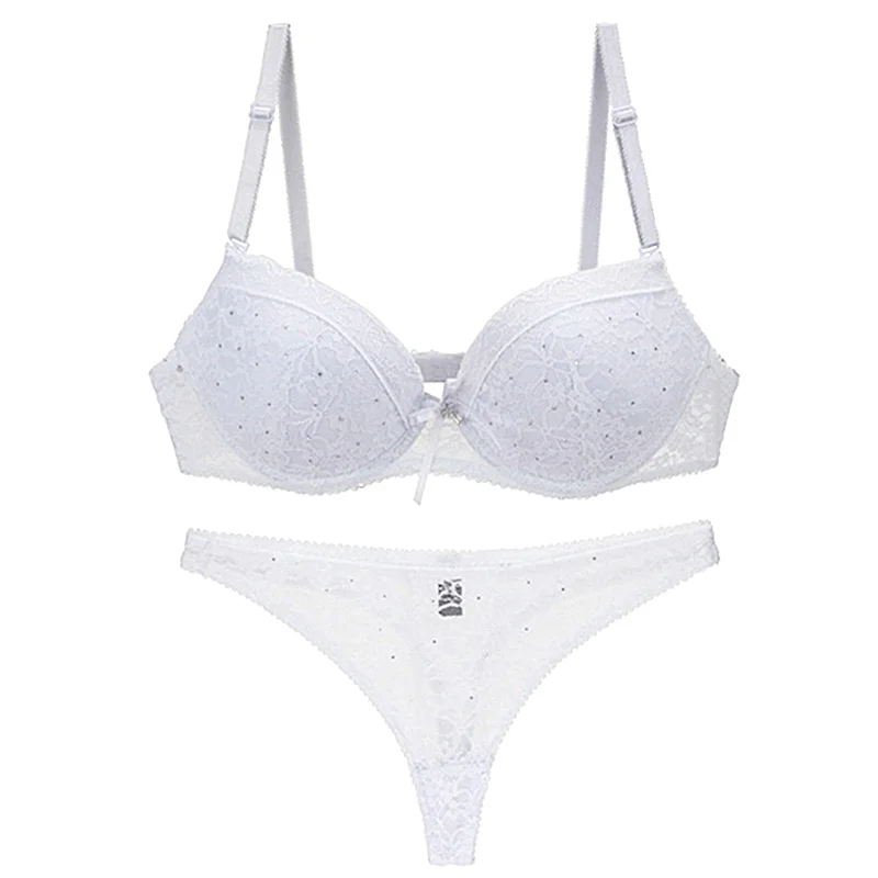 

2021 New Lace Embroider Bars Set Womens Plus Size Push Up Underwear Bra and Panty Lingerie 32 34 36 38 ABC Cup For Lady