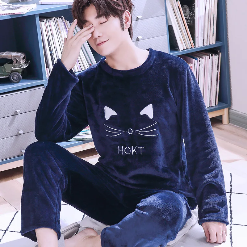 Новинка Осень-зима 2022 Фланелевая Пижама для мужчин бархатная с мультяшным