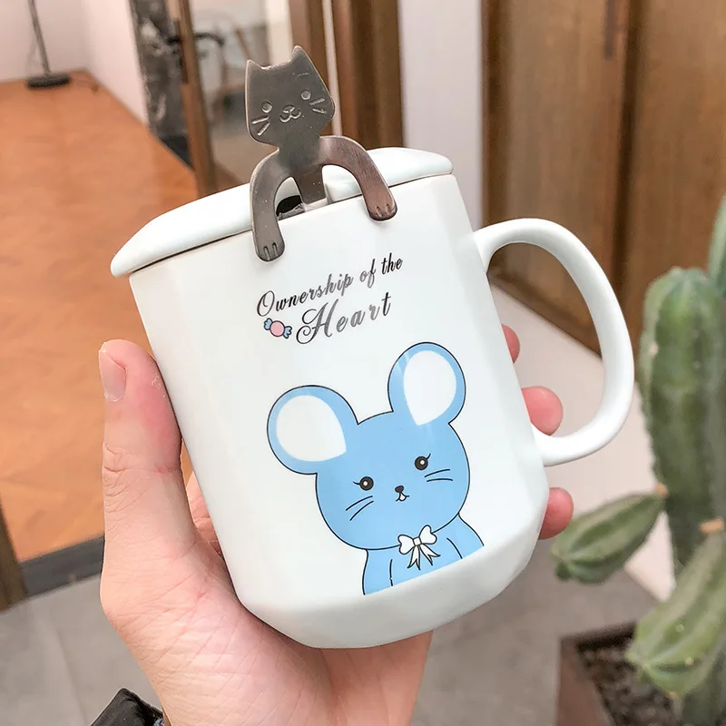 450 мл Милая мультяшная кружка для молока креативная мышка керамическая чашка