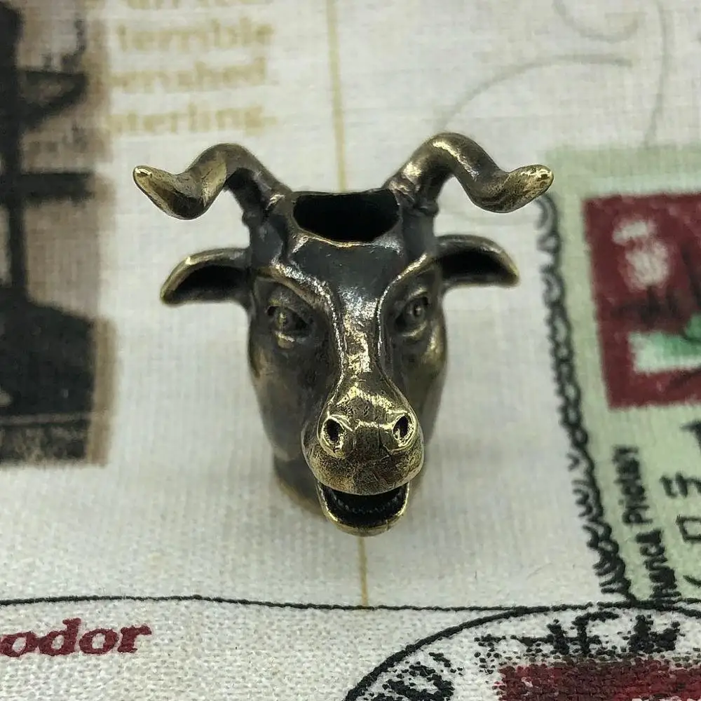 1 шт. бусы EDC на ревочке с головой быка череп ретро латунный оксид Зонт веревка