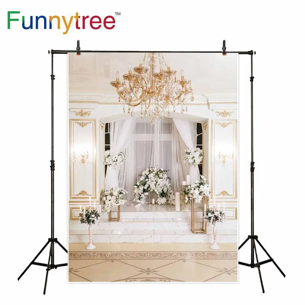 

Funnytree photography studio backdrop white Flower Castle background Wedding photocall boda curtain photo photozone photophone