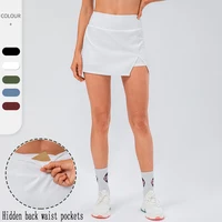 ladies tennis skirt tight fitting anti glare high waist sports yoga fitness golf skirt pants pockets