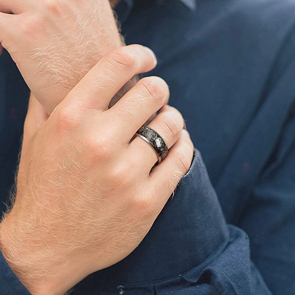 8 мм модное мужское серебристое полированное кольцо из карбида вольфрама