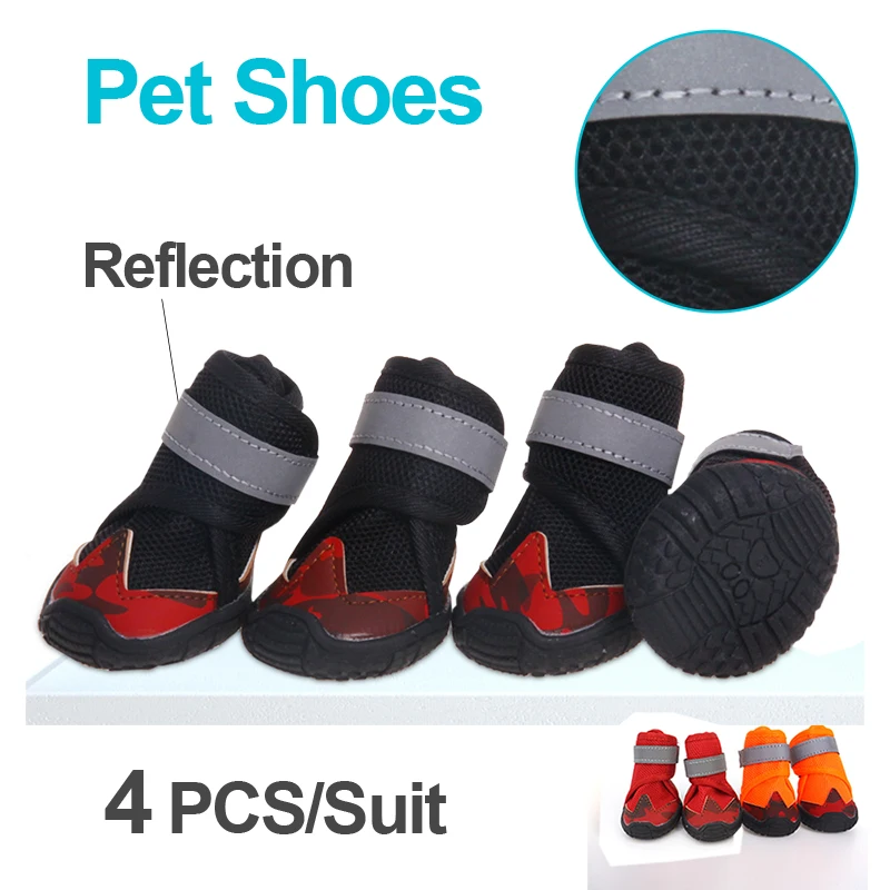 

Breathable Mesh Dog Shoes Anti-Slip Reflective Strips Soft Sole Pet Boots For Small Medium Big Dog Spring Summer Dogs Shoes
