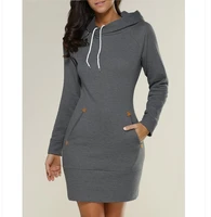 women hoodies sweater dresses casual pullover winter clothes midi dress with pockets long sleeve solid fleece tunic sweatshirt