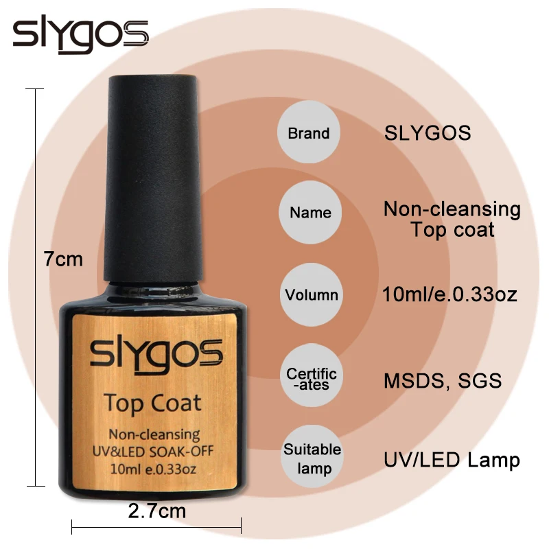SLYGOS Top& Base Coat Гель-лак для ногтей 2 шт. Top It Off+ Базовое покрытие гель для нанесения основания Набор лаков для ногтей 10 мл УФ-грунтовка для ногтей