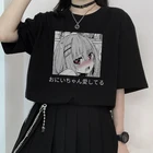 Футболка женская с коротким рукавом, Повседневная Милая рубашка в стиле Харадзюку с японским аниме-женские футболки, черная уличная одежда для девушек, готическая одежда в стиле Харадзюку