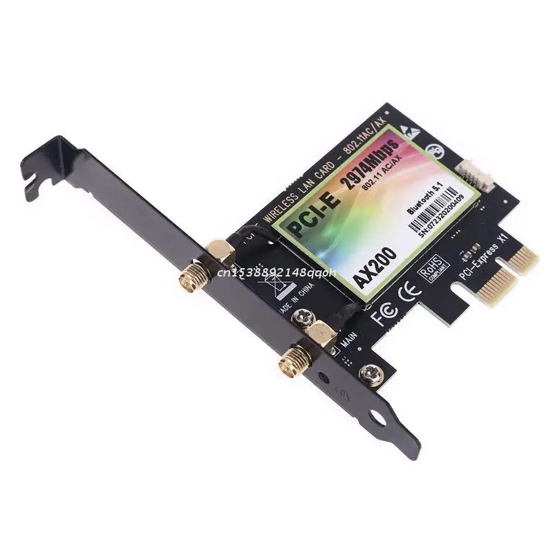 

Wireless Dual Band MINI PCI-E to AX200 Express Adapter WiFi Net Card Wifi 6 2.4G / 5G with Bluetooth Antennas Dropship