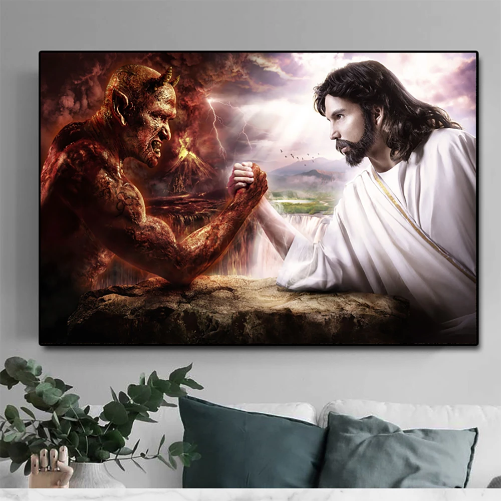 

Jesus Poster God Figure Wall Art Religion Canvas Paintings for Living Room Frameless Prints Pictures for Interior Home Decor