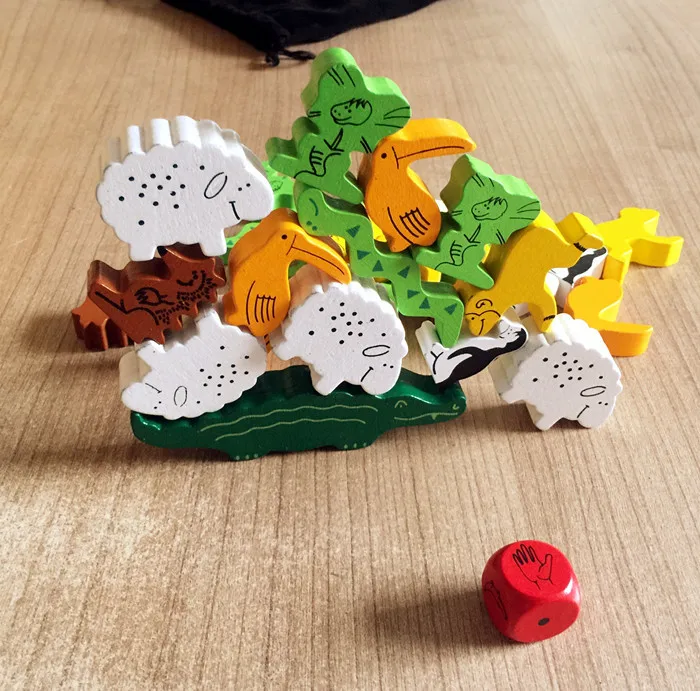 Деревянные строительные блоки для детей Монтессори деревянные животные