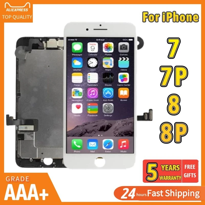 

AAA+ Screen For iPhone 7 8 Plus 7P 8P Full Set LCD Display Complete Assembly 3D Touch Digitizer Replacement with Front Camera