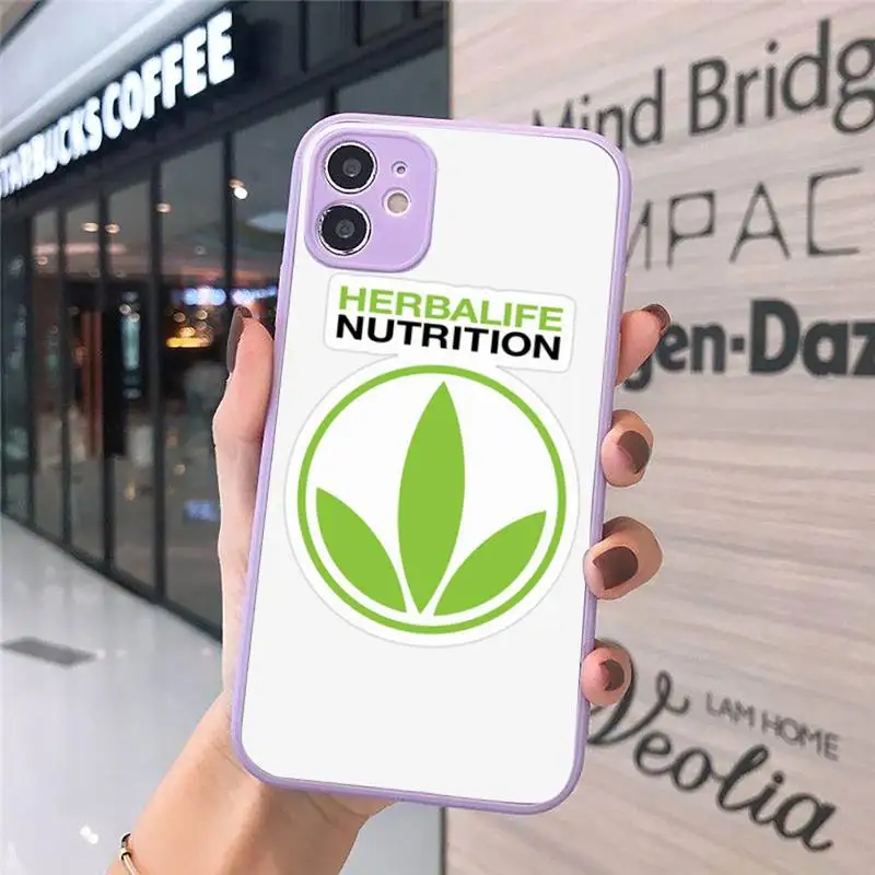 

Herbalife marca Phone Case For iPhone 12 11 Mini Pro XR XS Max 7 8 Plus X Matte transparent Purple Back Cover