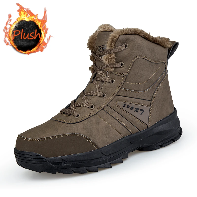 

Waterproof Boots Men Fur Outdoor Shoes Men Waterproof Sport Shoes Plush Lace Up Winter Men Sneakers Big Size Hiking Boots Male 1