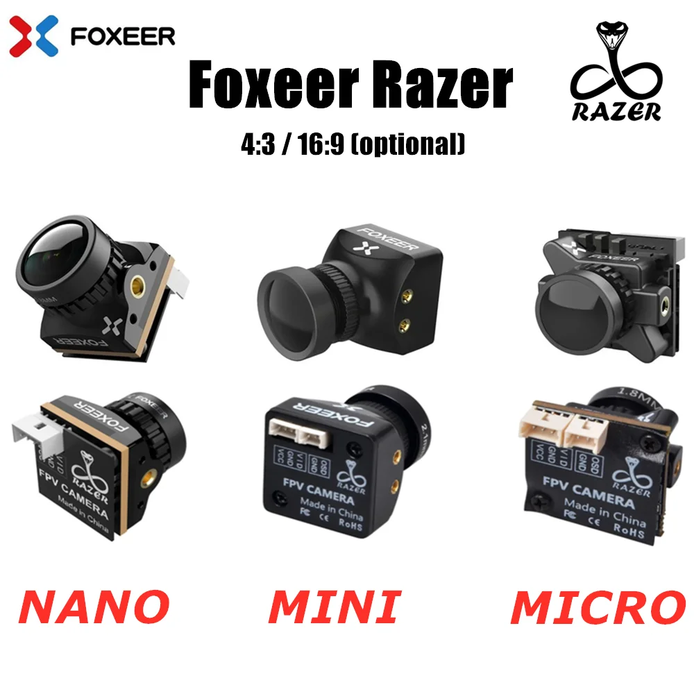 Foxeer Razer Mini / Micro NANO 1200TVL 4:3 16:9 NTSC/PAL переключаемая камера FPV для радиоуправляемого