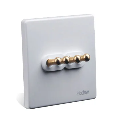 4-Gang Switch Высокое качество 86 Ретро Белый настенный светильник латунь тумблер выход одиночный двойной контроль 2 позиционный светильник переключатель розетка панель комплект - Цвет: 4-Gang Switch