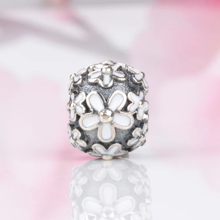 

Amas S925 daisy spring flower beads Fit Original Bracelet Necklace DIY Jewelry