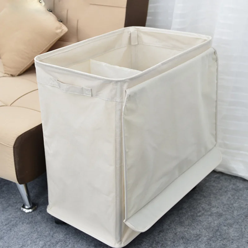 

2 Section Laundry Basket Foldable Rolling Laundry Sorter Hamper Clothes Storage Basket Bin Organizer Bag With Cover