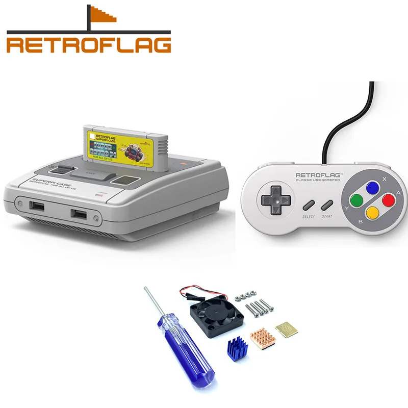 

NEW Retroflag SUPERPi U CASE/J Case +Wired Gamepad with coolling fan+heatsinks for Raspberry Pi 3B Plus (3B+)/3B