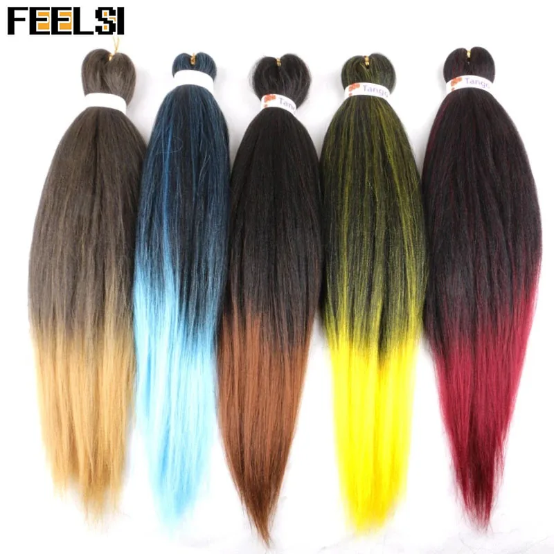 EZ 24 дюйма Джамбо косички длинные пряди Омбре крючком синтетические для