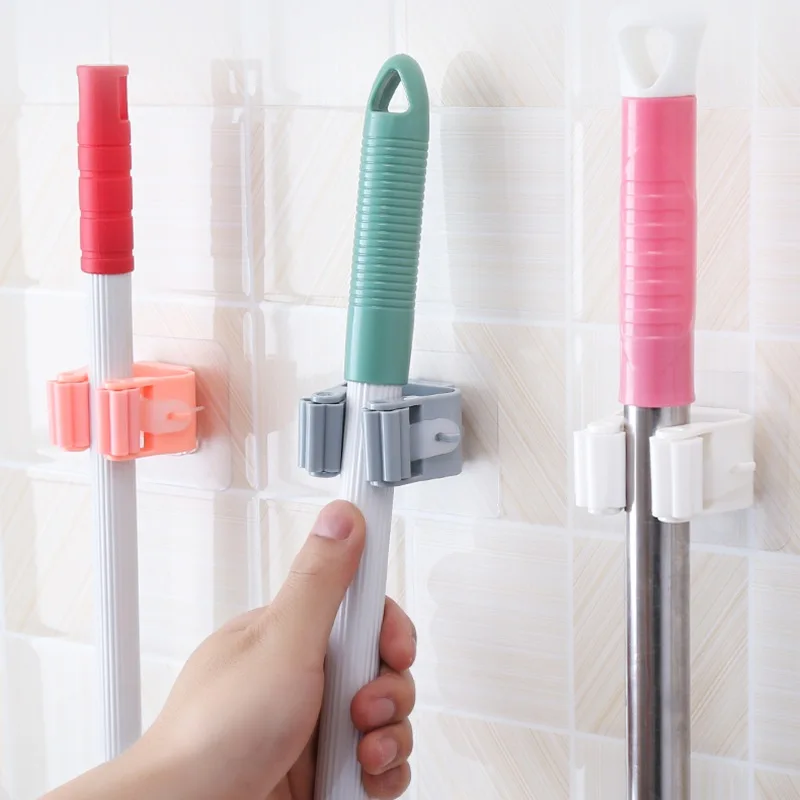 1Pcs Mop Broom Holder Wall Mounted Household Adhesive Storage Hanger Hook Racks Kitchen Bathroom Organizer | Дом и сад