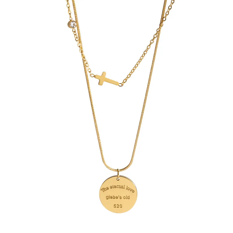 

Necklace female niche design double-layer round brand temperament necklace female light luxury clavicle chain jewelry